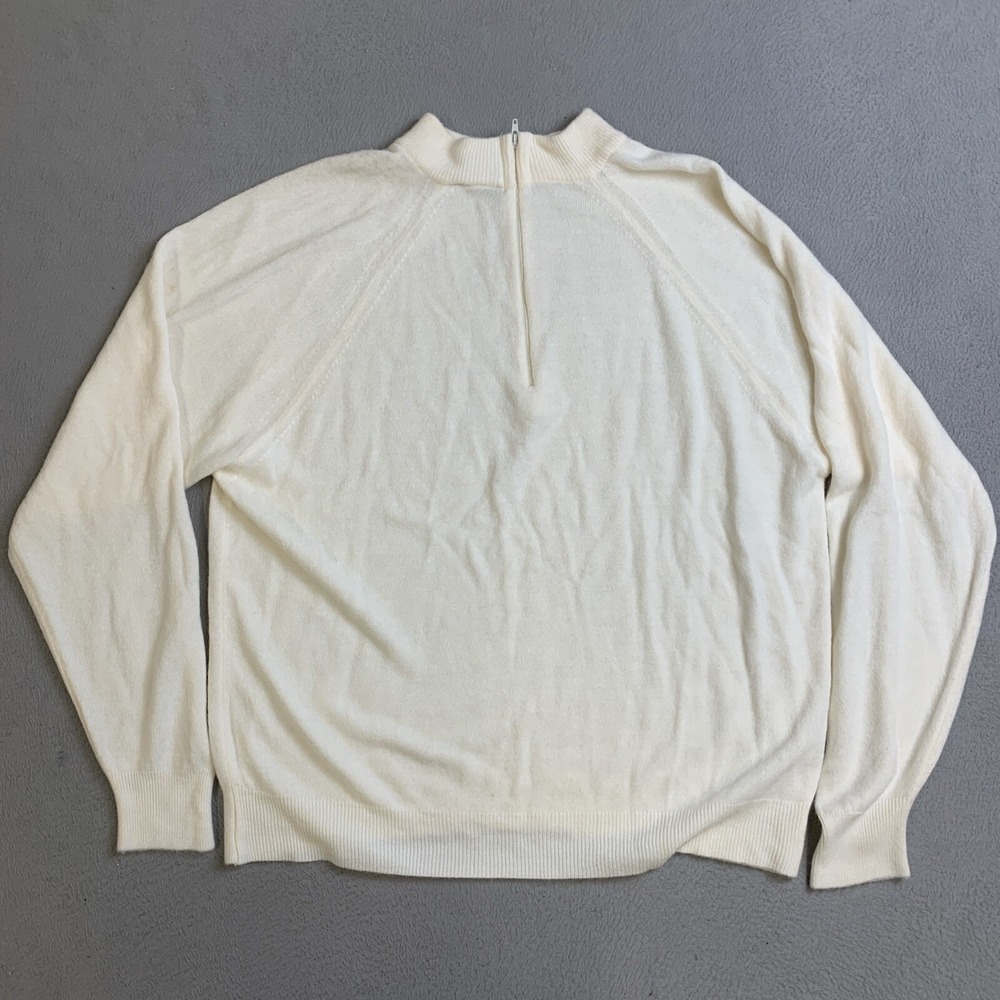 Designers Originals Luxelon Sweater Women's Size 42 XL Pullover Cream 1/3 Zip